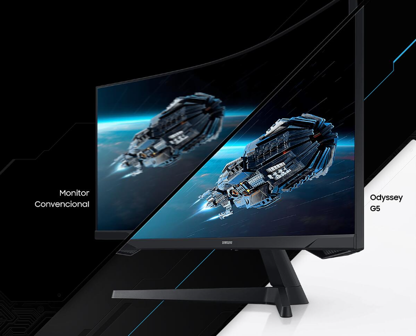 Monitor Gamer Curvo Samsung Odyssey G5 34 Ultra Wide, 165Hz, 1ms, HDMI, Display Port, Freesync Premium, Preto